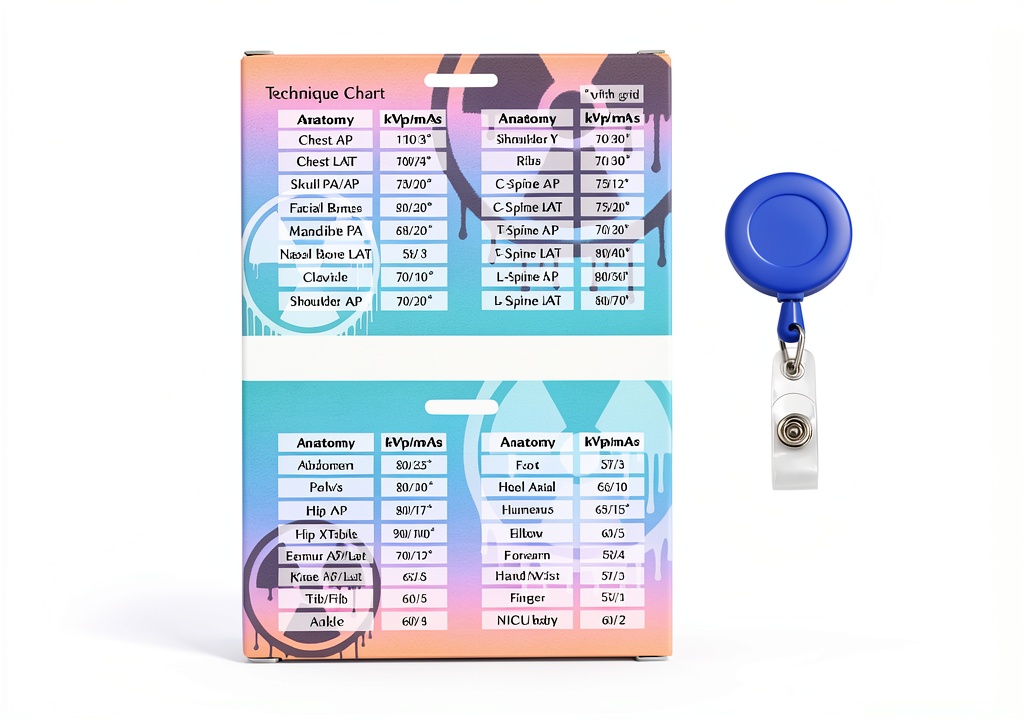 Installing Generic X‑Ray Badge Buddy PVC Technique Card with Drawstring Blue on a wooden desk