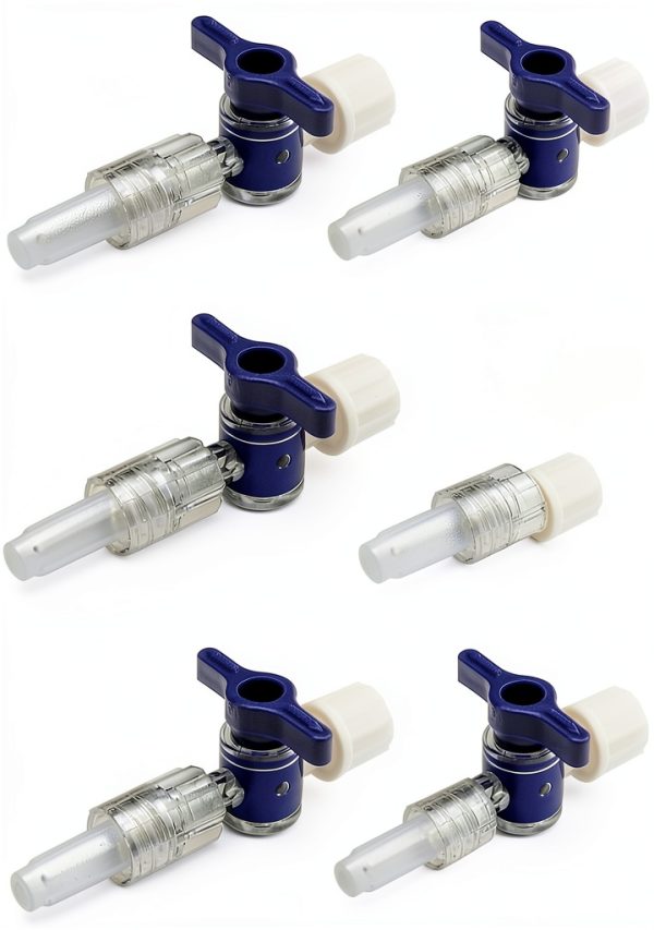 6PCS Luer 2 Way Valves Disposable Dual Port Stopcocks 2.11 x 0.71 inches Controls Liquid and Gas Flow Direction For School Projects Amateur DIY Experimental Research Projects-0