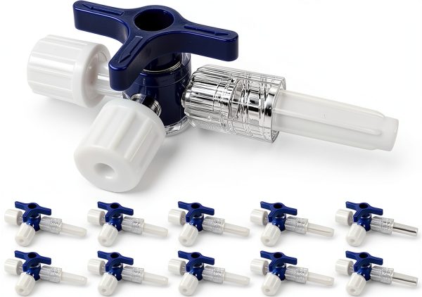 3 Way Stopcocks TICOMI Disposable Luer Lock Pack of 16 Blue-0