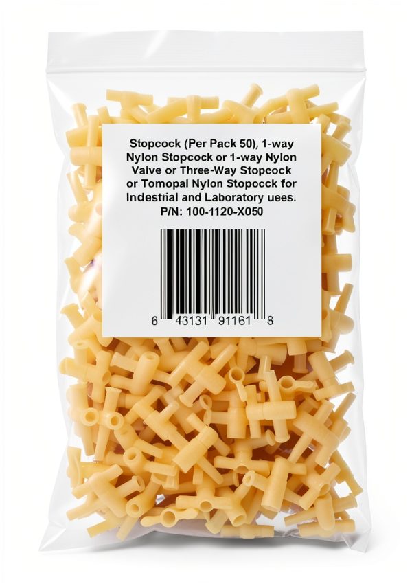 Nylon 1-Way Stopcocks by Tomopal Inc. 50ml Luer Fitting Pack of 50-0